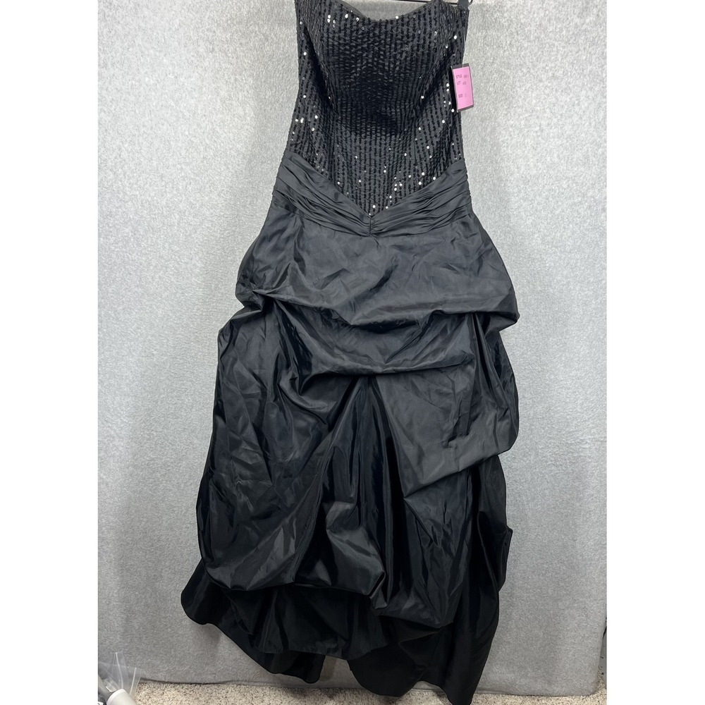 Dusk Collection Sheila Yen Gown Women 2 Black Strapless Sequin Taffeta Prom NWT